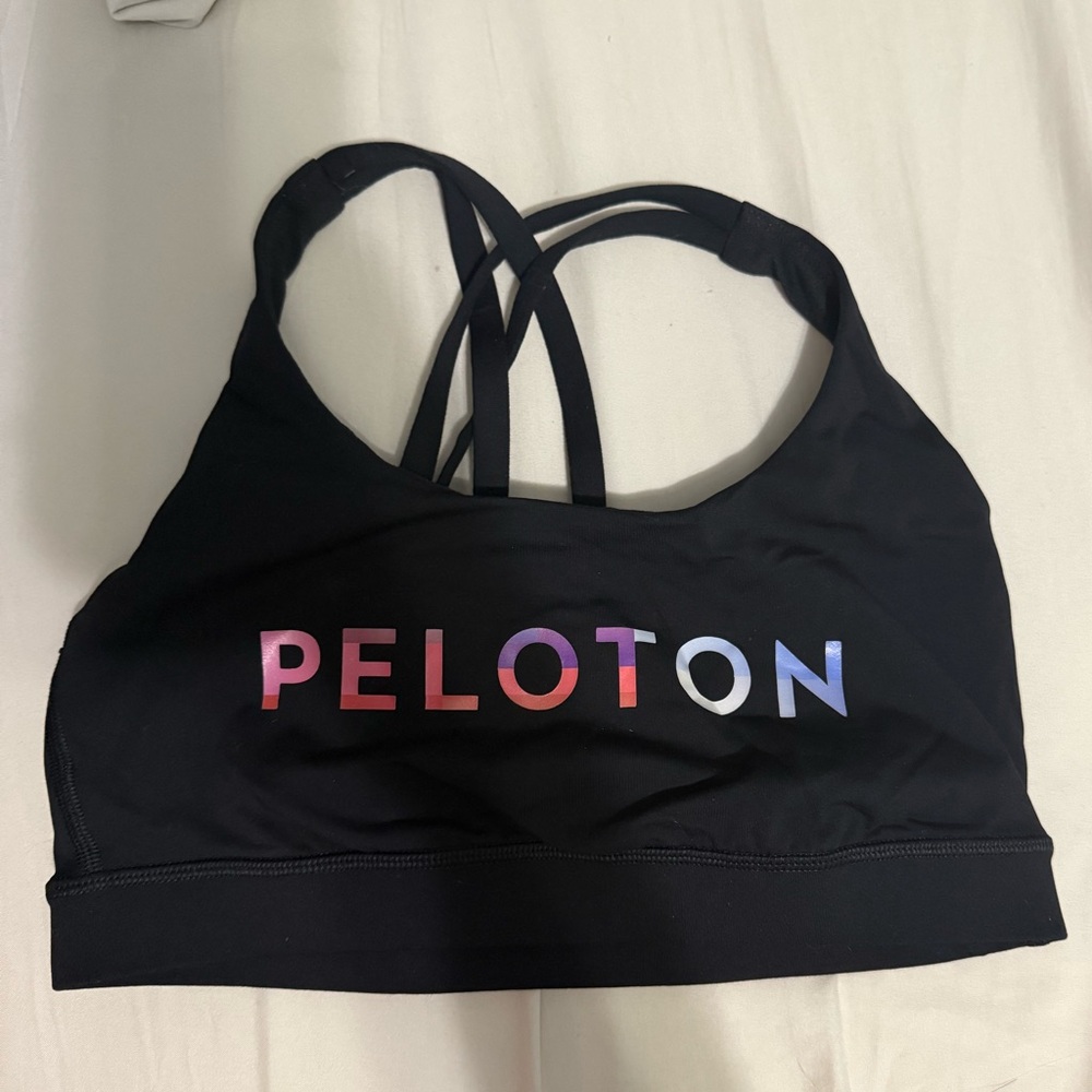 Peloton Black Bra with Multicolor Logo size 6